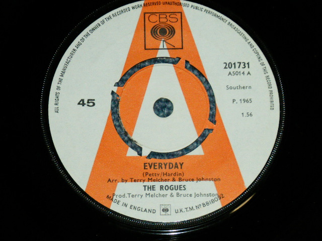 画像: The ROGUES  (BRUCE JOHNSTON & TERRY MELCHER Works)  -  EVERYDAY : ROGER'S REEF ( MINT-/MINT- )  / 1964 UK ENGLAND ORIGINAL "WHITE LABEL PROMO" Used 7" Single