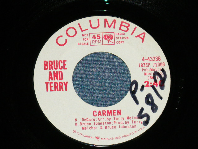 画像: BRUCE and TERRY (BRUCE JOHNSTON & TERRY MELCHER Works)  -  I LOVE YOU MODEL "T" : CARMEN  ( MINT-/MINT- : WOL)  / 1965 US AMERICA ORIGINAL "WHITE LABEL PROMO" Used 7" Single