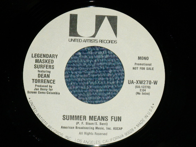 画像: LEGENDARY MASKED SURFERS (JAN & DEAN) -SUMMER MEANS FUN : GONNA HUSTLE YOU ( MINT-/MINT-)  / 1973 US AMERICA ORIGINAL "WHITE LABEL PROMO"  7"SINGLE 