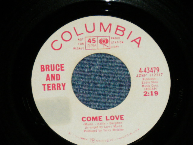 画像: BRUCE and TERRY (BRUCE JOHNSTON & TERRY MELCHER Works)  -  THANK YOU BABY : COME LOVE   ( MINT/MINT )  / 1965 US AMERICA ORIGINAL "WHITE LABEL PROMO" Used 7" Single