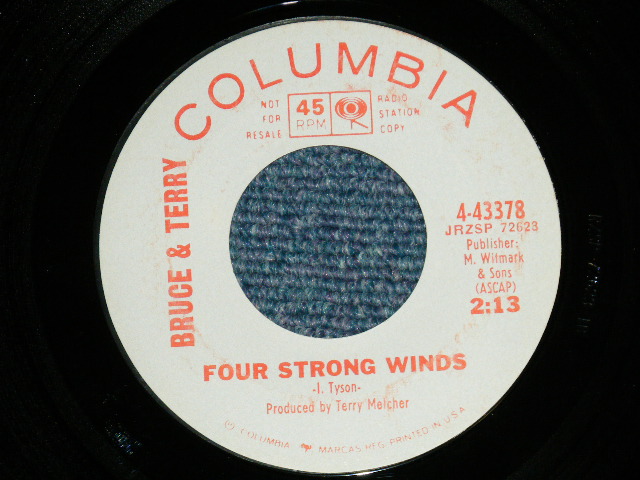 画像: BRUCE and TERRY (BRUCE JOHNSTON & TERRY MELCHER Works)  -  RAINYING IN MY HEART : FOUR STRONG WIND   ( MINT/MINT )  / 1965 US AMERICA ORIGINAL "WHITE LABEL PROMO" Used 7" Single