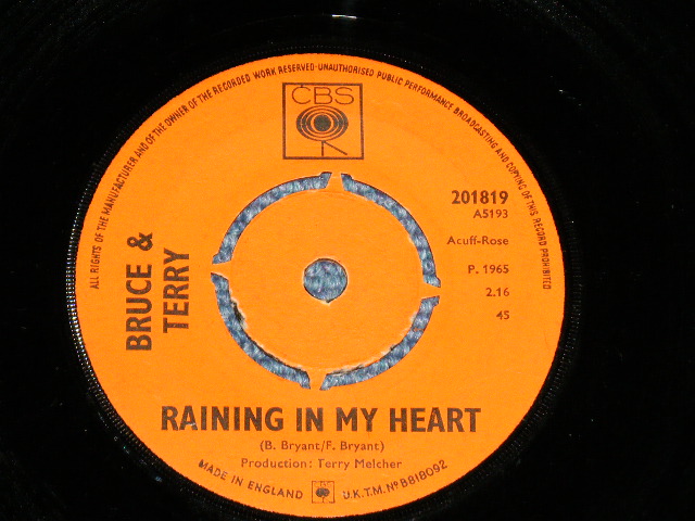 画像: BRUCE and TERRY (BRUCE JOHNSTON & TERRY MELCHER Works)  -  RAINYING IN MY HEART : FOUR STRONG WIND   ( Ex+++/Ex+++ )  / 1965 UK ENGLAND  ORIGINAL Used 7" Single