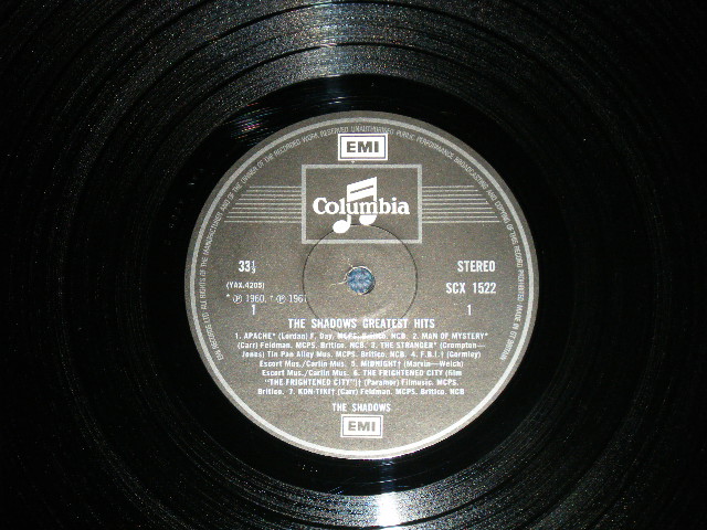 画像: THE SHADOWS - THE SHADOWS' GREATEST HITS  ( MINT-/MINT-) / 1970's UK ENGLAND REISSUE "WHITE Columbia & 2 EMI" Label Used  LP 
