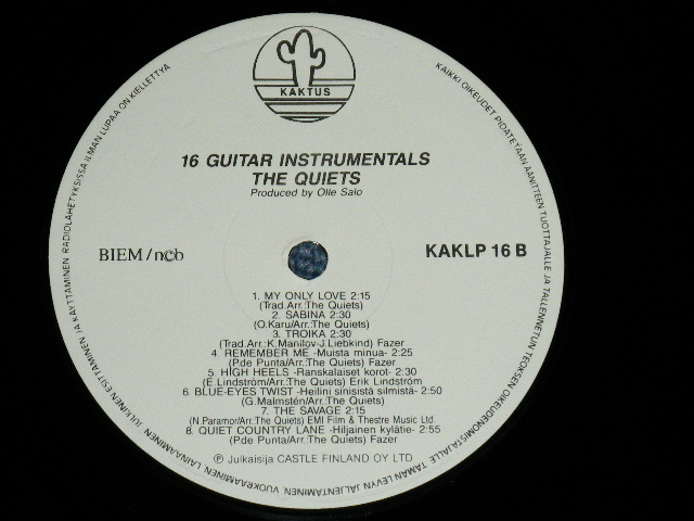 画像: The QUIETS - 16 GUITAR INSTRUMENTALS ( Ex+++/MINT- ) / 1980's?  FINLAND ORIGINAL Used LP 