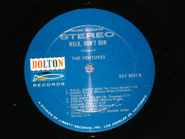 画像: THE VENTURES - WALK DON'T RUN VOL.2 : SWEAT SIRT Version (Matrix #A) BST-8031 2 SIDE-1  B) BST-8031-2 SIDE-2) (Ex++, Ex/Ex++, Ex+ WOBC, EDSP) / 1964 US AMERICA ORIGINAL "DARK BLUE with SILVER PRINT Label" STEREO Used LP 