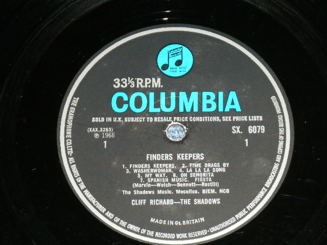 画像: CLIFF RICHARD with THE SHADOWS - FINDERS KEEPERS ( Ex++/Ex++ ) / 1966 UK ORIGINAL "BLUE Columbia" Label MONO Used  LP 