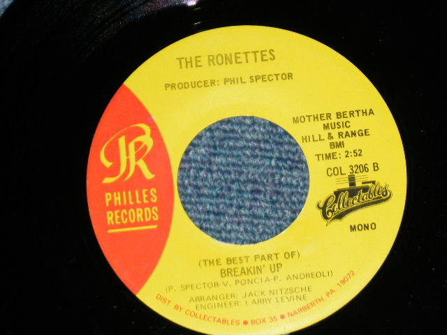 画像: THE RONETTES -  BABY, I LOVE YOU : BREAKIN' UP  ( MINT-/MINT-) / 1980's US AMERICA REISSUE Used 7" Single 