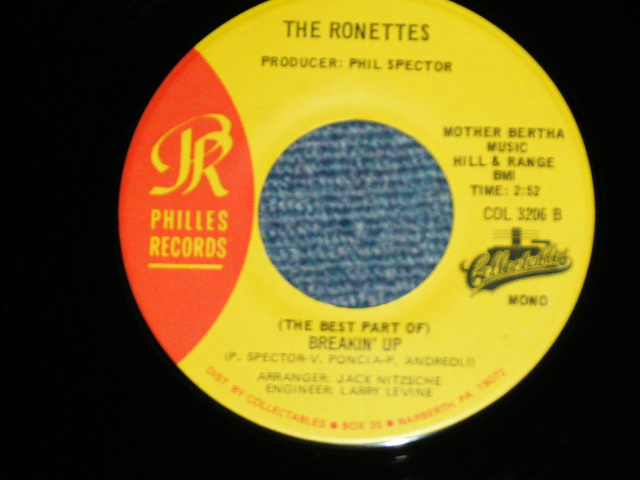 画像: THE RONETTES -  BABY, I LOVE YOU : BREAKIN' UP  ( MINT/MINT) / 1980's US AMERICA REISSUE Used 7" Single 