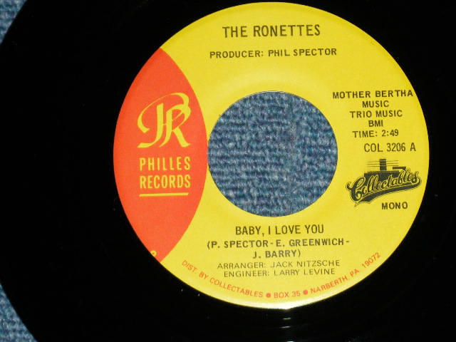 画像1: THE RONETTES -  BABY, I LOVE YOU : BREAKIN' UP  ( MINT/MINT) / 1980's US AMERICA REISSUE Used 7" Single 