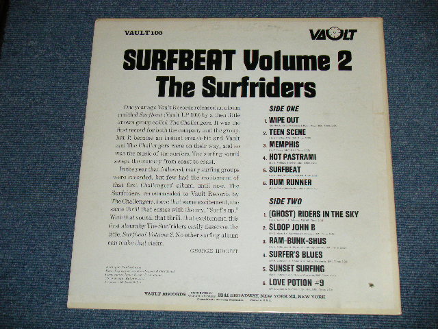 画像: THE SURFRIDERS - SURFBEAT VOLUME TWO 2 ( Ex++/Ex+++ B-4:Ex+ : BB )  / 1963 US AMERICA ORIGINAL MONO Used  LP 