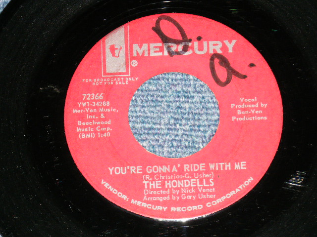 画像: The HONDELLS ( BRIAN WILSON & GARY USHER Works ) - MY BUDDY SEAT : YOU'RE GONNA' RIDE WITH ME ( Ex+/Ex+ : WOL)  / 1964 US AMERICA ORIGINAL "PROMO" Used 7" Single