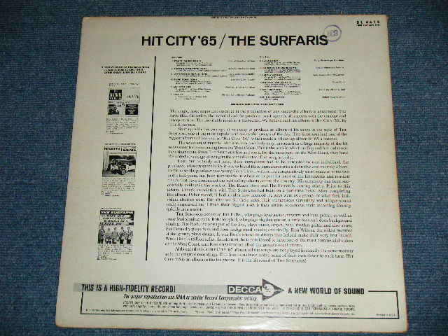 画像: THE SURFARIS - HIT CITY '65 (GARY USHER Works)  ( Ex/Ex+++ Looks:Ex++) / 1965 US AMERICA ORIGINAL MONO  Used LP 