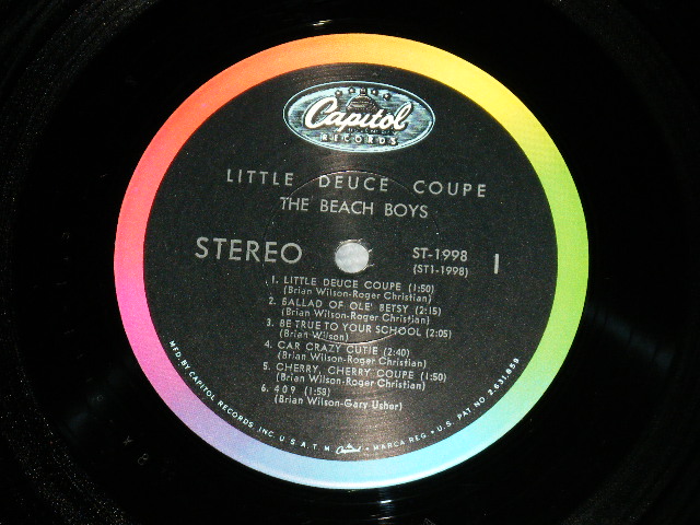 画像: The BEACH BOYS - LITTLE DEUCE COUPE ( MATRIX #         A) ST1-1989-X8#2        B) ST2-1998-A1 ) ( MINT-/MINT PIN Hole ) / 1963 US ORIGINAL " BLACK with RAINBOW Ring Label" STEREO LP