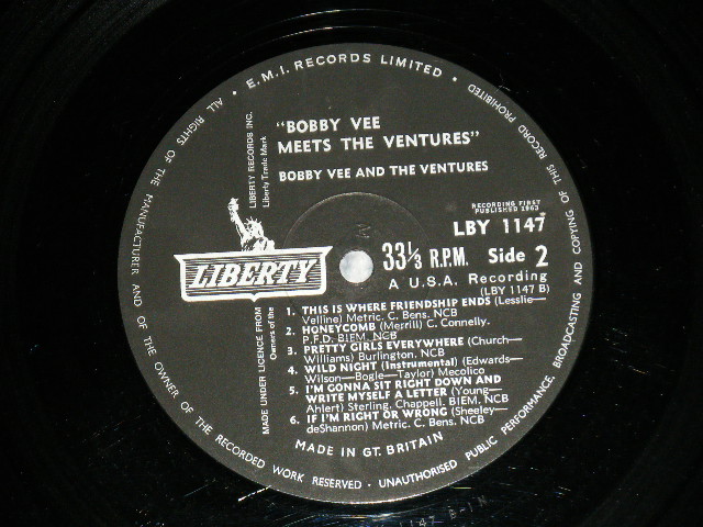 画像: THE VENTURES & BOBBY VEE - BOBBY VEE MEETS THE VENTURES ( Matrix Number 1N / 1N) ( Ex+/MINT)  / 1963 UK ENGLAND  ORIGINAL MONO Used  LP