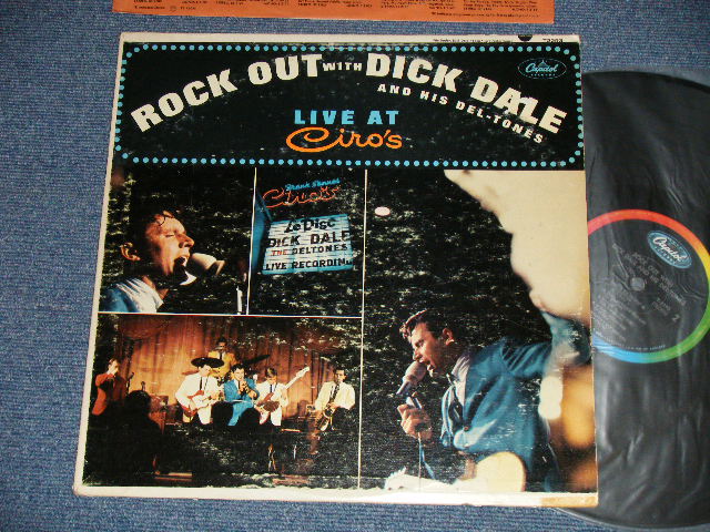 画像1: DICK DALE & HIS DEL-TONES - LIVE AT CIRO'S  : ROCK OUT WITH  DICK DALE & HIS DEL-TONES (VG+++/VG++ a-2,3:VG )  / 1965 US AMERICA ORIGINAL 1st Press "BLACK with RAINBOW CAPITOL Logo at TOP Label" MONO Used LP 