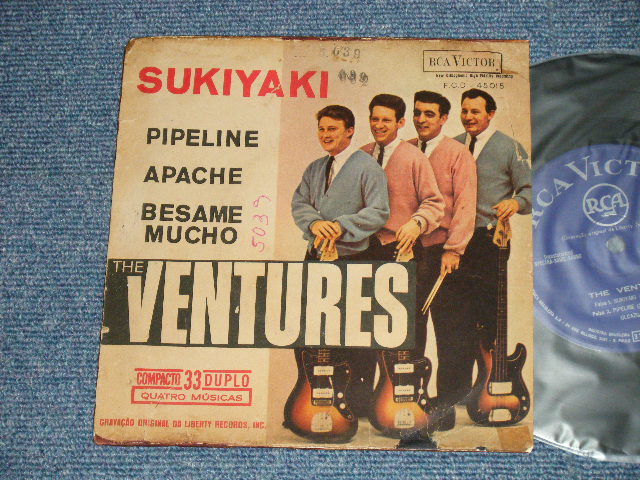 画像1: THE VENTURES - tSUKIYAKI ( VG+++/Ex+++ ) /1963  BRAZIL  ORIGINAL Used 7" EP  with PICTURE SLEEVE 