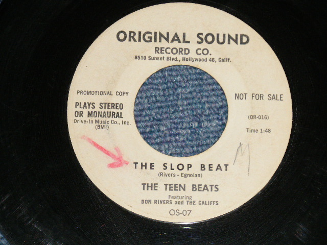 画像1: THE TEEN BEATS - THE SLOP BEAT: CALIFF BOOGIE(Ex-/Ex- WOL)  / 1960 US AMERICA ORIGINAL "WHITE LABEL PROMO" Used 7" SINGLE 