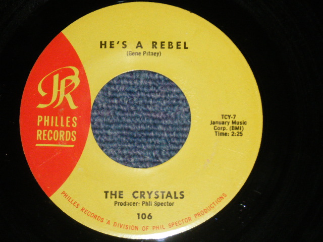画像1: THE CRYSTALS - A) HE'S A REBEL  B) I LOVE YOU EDDIE  (Ex+++/Ex++) / 1964 Version  US AMERICA 3rd Press "YELLOW Label" Used 7" SINGLE 