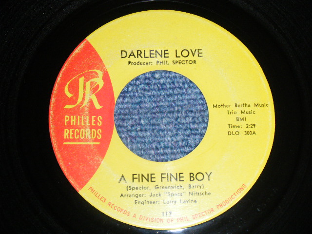 画像1: DARLENE LOVE - A) A FINE FINE BOY  B) NINO AND SONNY ( Ex+++/Ex+) / 1964 US AMERICA  ORIGINAL "YELLOW LABEL" Used 7" SINGLE 