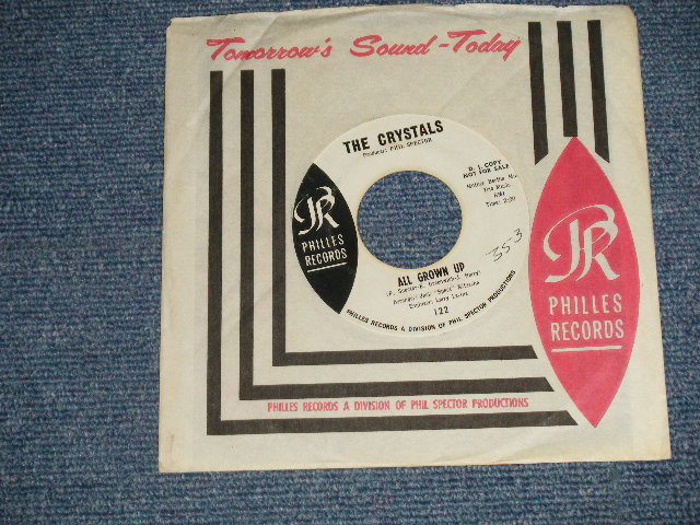 画像1: THE CRYSTALS - A) ALL GROWN UP B) IRVING (Ex+++/Ex+++) / 1964 Version  US AMERICA  "WHITE LABEL PROMO" Used 7" SINGLE 