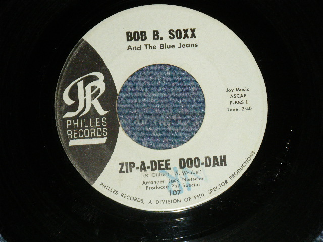 画像1: BOB B. SOXX and The BLUE JEANS - A) ZIP-A-DEE, DOO-DAH  B) FLIP & NITTY (Ex/Ex STPOL)  /  1962 US AMERICA  ORIGINAL "BLUE LABEL" Used 7" SINGLE 