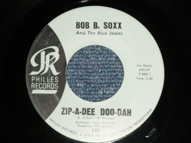 画像1: BOB B. SOXX and The BLUE JEANS - A) ZIP-A-DEE, DOO-DAH  B) FLIP & NITTY (Ex++ Looks:MINT-/Ex++ Looks:MINT-)  /  1962 US AMERICA  ORIGINAL "BLUE LABEL" Used 7" SINGLE 