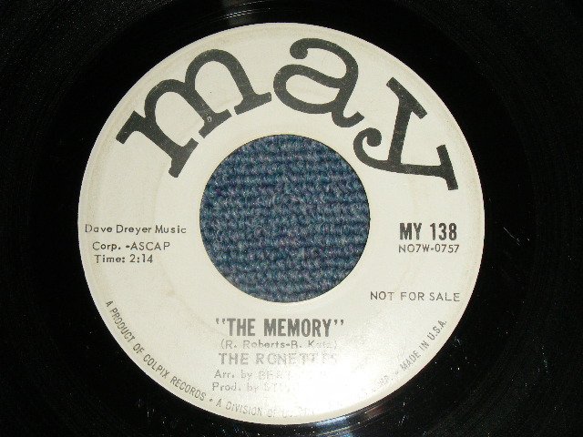 画像1: THE RONETTES - A) THE MEMORY  B) GOOD GIRLS  (Ex++/Ex+) /   1963 US AMERICA  ORIGINAL "WHITE LABEL PROMO" Used 7" Single