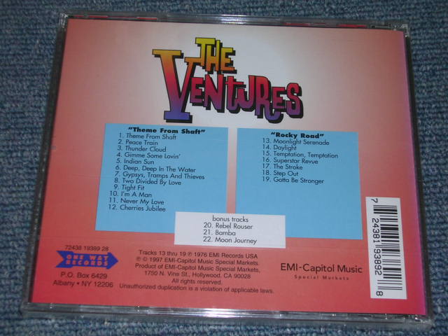 画像: THE VENTURES - THEME FROM SHAFT + ROCKY ROAD  ( 2 in 1+ BONUS TRACK ) / 1996 US Sealed CD 