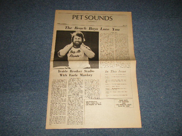 画像1: The BEACH BOYS - "PET SOUNDS" FUN CLUB NEWS PAPER VOL.1 #2 / 1977 US AMERICA ORIGINAL Used NEWS PAPER 