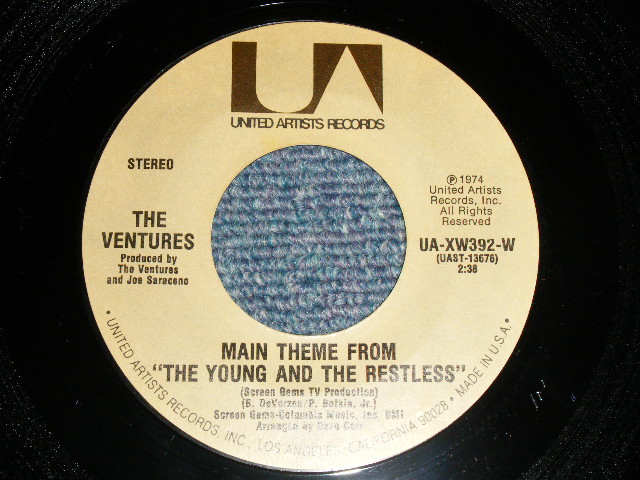 画像1: THE VENTURES - A) MAIN THEME FROM ” ”THE YOUNG AND THE RESTLESS  B) ELISE (MINT/MINT) / 1974 US AMERICA ORIGINAL "STOCK COPY" Used 7" SINGLE 