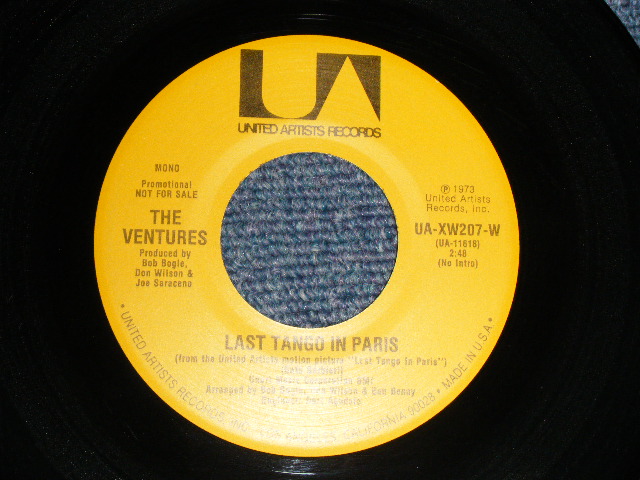 画像1: THE VENTURES - LAST TANGO IN PARIS A) MONO  B) STEREO  (MINT/MINT) / 1973 US AMERICA ORIGINAL "PROMO ONLY SAME FLIP YELLOW Color Version" Used 7" SINGLE 