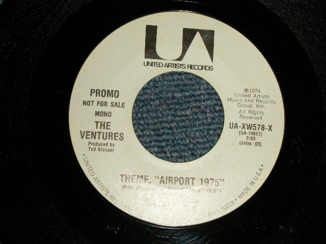 画像1: THE VENTURES - THEME "AIRPORT 1975  A) MONO  B) STEREO  (Ex++/Ex++) / 1974 US AMERICA ORIGINAL "PROMO ONLY SAME FLIP WHITE & YELLOW Color Version" Used 7" SINGLE 