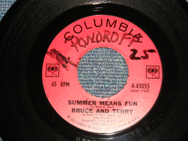 画像1: BRUCE & TERRY(BRUCE JOHNSTON & TERRY MELCHER Works)  - A)SUMMER MEANS FUN  B)YEAH! (Ex++/Ex++ WOL) / 1965 US AMERICA ORIGINAL Used 7" Single