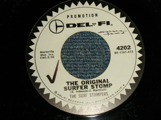 画像1: THE SURF STOMPERS (BRUCE JOHNSTON) - A)THE ORIGINAL SURFER STOMP  B)PAJAMA PARTY (MINT-/MINT- WOL) / 1962 US AMERICA ORIGINAL "WHITE LABEL PROMO" Used 7" Single