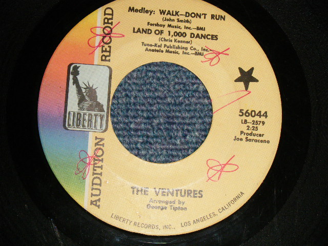 画像1: THE VENTURES - A)Medley:WALK-DON'T RUN-LAND OF 1000DANCES   B)TOO YOUNG TO KNOW MY MIND (Ex++/Ex+++ WOL) / 1968 US AMERICA ORIGINAL "AUDITION RECORD PROMO" Used 7"SINGLE