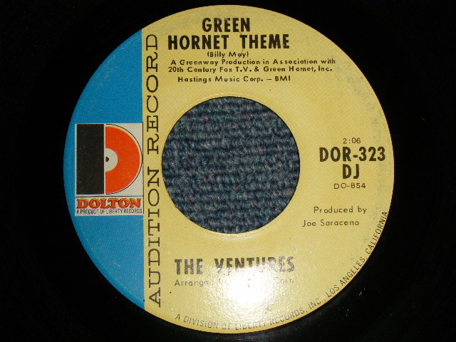画像1: THE VENTURES -A)GREEN BHORNET THEME  B)FUZZY & WILD (Ex++/Ex++) / 1966 US AMERICA ORIGINAL "AUDITION label PROMO"  "D Mark Label" Used 7" Single