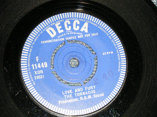 画像1: THE TORNADOS - A)LOVE AND FURY  B)POPEYE TWIST  (Ex++ Looks:Ex/Ex++ Looks:Ex) / 1962 UK ENGLAND ORIGINAL Used 7" Single 