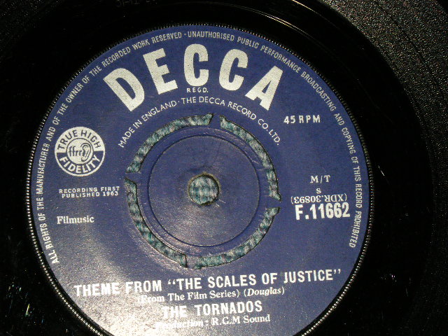 画像1: THE TORNADOS - A)THE ICECREAM MAN   B)THME FROM "THE SCARLES OF JUSTICE" (Ex+++ Looks:Ex++/Ex+++ Looks:Ex++) / 1963 UK ENGLAND ORIGINAL Used 7" Single 