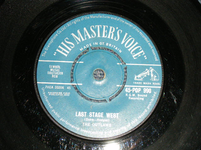 画像1: THE OUTLAWS - A)LAST STAGE WEST  B)KU-DOW! (Ex+ Looks:VG+++/Ex+ Looks:VG+++) / 1962 UK ENGLAND ORIGINAL "1st Press Label" Used 7" Single 