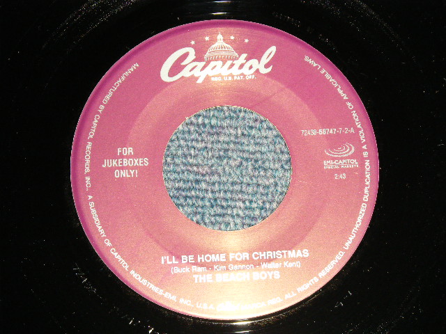 画像1: The BEACH BOYS - A) I'll Be Home For Christmas   B)Little Saint Nick (Alternate Version) (NEW) / 1993 US AMERICA "FOR JUKEBOXES ONLY" "LIMITED"  "BRAND NEW" 7" 45 Single