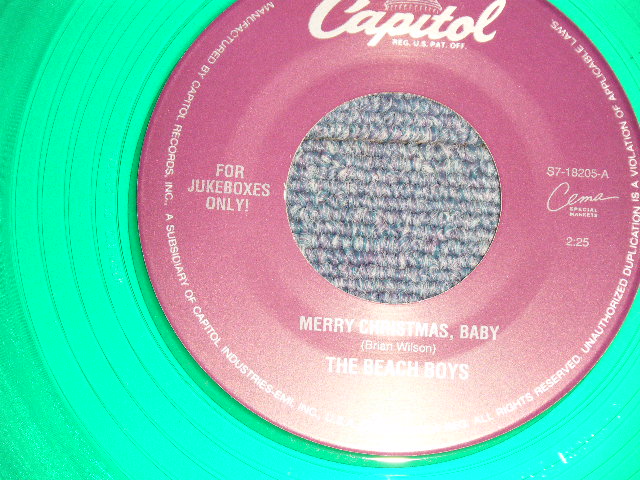 画像1: The BEACH BOYS - A)Merry Christmas, Baby  B)Santa's Beard (NEW) / 1992 US AMERICA "FOR JUKEBOXES ONLY" "LIMITED" "GREEN WAX/VINYL" "BRAND NEW" 7" 45 Single