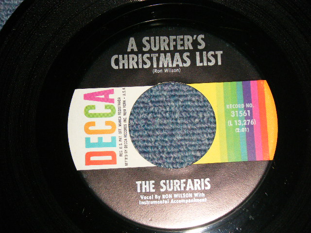 画像1: The SURFARIS - A)A SURFER'S CHRISTMAS LIST (Vocal)  B)SANTA'S SPEED SHOP (Inst) (Ex+++/Ex+++) / 1963 US AMERICA ORIGINAL Used 7" Single