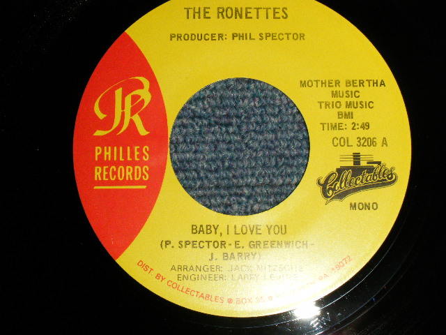 画像1: THE RONETTES -  BABY, I LOVE YOU : BREAKIN' UP  (MINT-/MINT-) / 1986 US AMERICA REISSUE Used 7" Single 