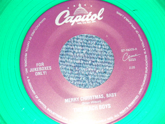 画像1: The BEACH BOYS - A)Merry Christmas, Baby  B)Santa's Beard (NEW) / 1992 US AMERICA "FOR JUKEBOXES ONLY" "LIMITED" "GREEN WAX/VINYL" "BRAND NEW" 7" 45 Single