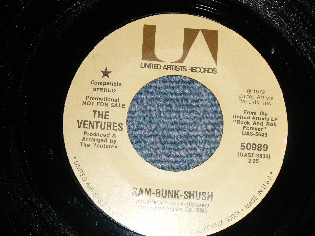 画像1: THE VENTURES - A)RAM-BUNK-SHUSH    B)LAST NIGHT(Ex++/Ex+) / 1972 US AMERICA ORIGINAL "PROMO COPY" Used 7" SINGLE 