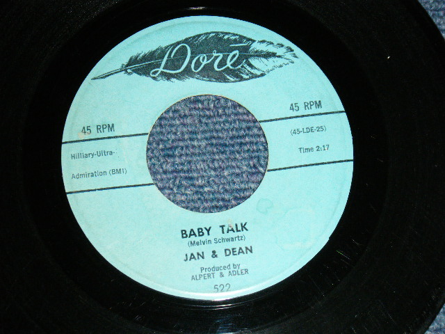 画像1: JAN & DEAN - A) BABY TALK  B) Jeanette, Get Your Hair Done (Ex/Ex) / 1959 US AMERICA ORIGINAL Used 7"SINGLE