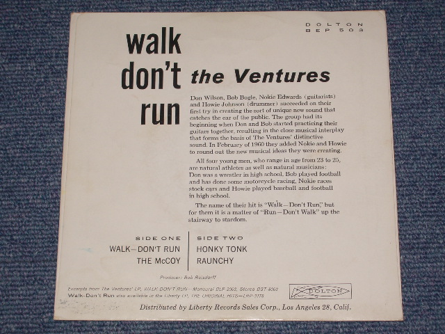 画像: THE VENTURES - WALK-DON'T RUN ( Matrix Number DX-03/DX-04) / 1960 US ORIGINAL 7"45EP + PICTURE SLEEVE