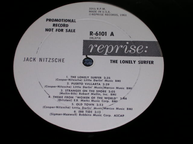 画像: JACK NITZSCHE - THE LONELY SURFER ' Ex++/MINT ) / 1963 US ORIGINAL White Label Promo Mono LP