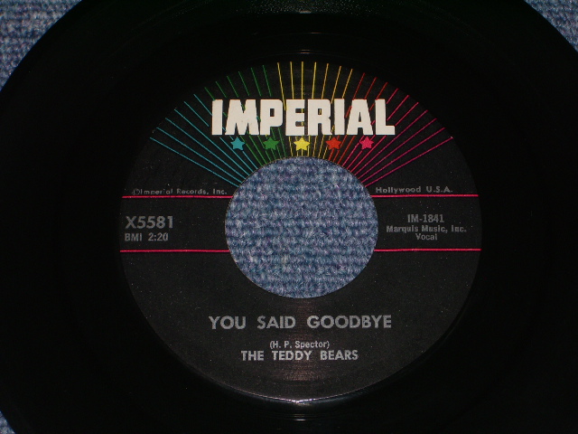 画像: TEDDY BEARS - YOU SAID GOODBYE  ( Ex+++/Ex+++ ) / 1959 US ORIGINAL  7" SINGLE With COMPANY SLEEVE 