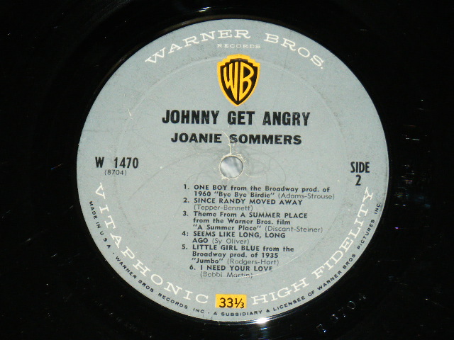 画像: JOANIE SOMMERS - JOHNNY GET ANGRY  / 1963 US ORIGINAL MONO LP  